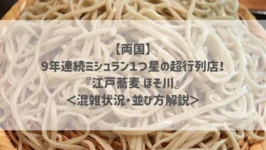 【両国】9年連続ミシュラン１つ星の超行列店！『江戸蕎麦 ほそ川』＜混雑状況・並び方解説＞