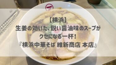 【横浜】生姜の効いた、鋭い醤油味のスープがクセになる一杯！『横浜中華そば 維新商店 本店』