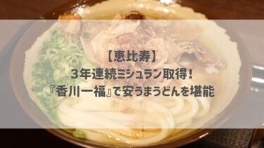 【恵比寿】３年連続ミシュラン取得！『香川一福』で安うまうどんを堪能♡