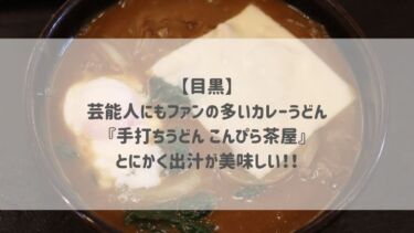 【目黒】芸能人にもファンの多いカレーうどん『手打ちうどん こんぴら茶屋』とにかく出汁が美味しい！！