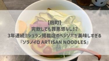 【麹町】完飲しても罪悪感なし！？3年連続ミシュラン掲載店のベジソバが美味しすぎる♡『ソラノイロ　ARTISAN NOODLES』