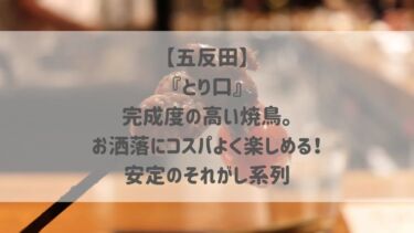 【五反田】『とり口』 完成度の高い焼鳥。 お洒落にコスパよく楽しめる！ 安定のそれがし系列