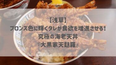 【浅草】ブロンズ色に輝くタレが食欲を増進させる！究極の海老天丼『大黒家天麩羅』