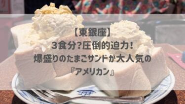 【東銀座】３食分？圧倒的迫力！爆盛りのたまごサンドが大人気の『アメリカン』